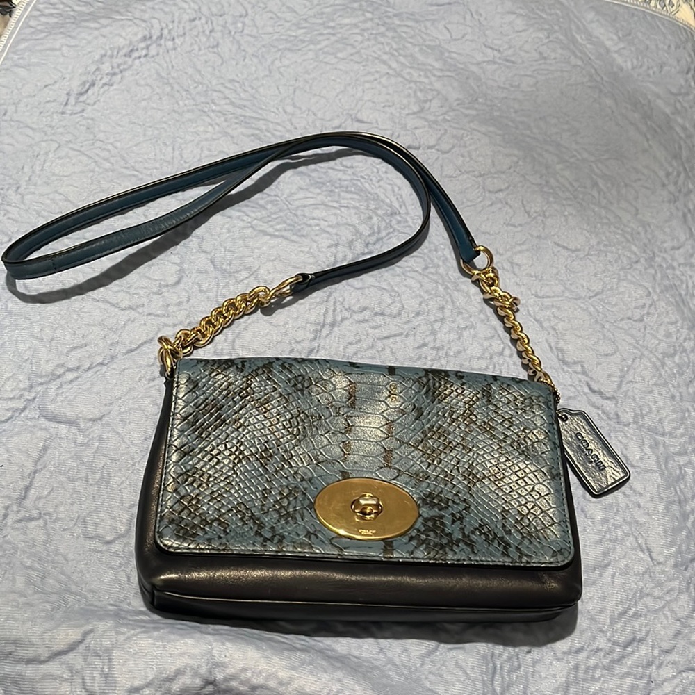 Coach crosstown snakeskin crossbody purse